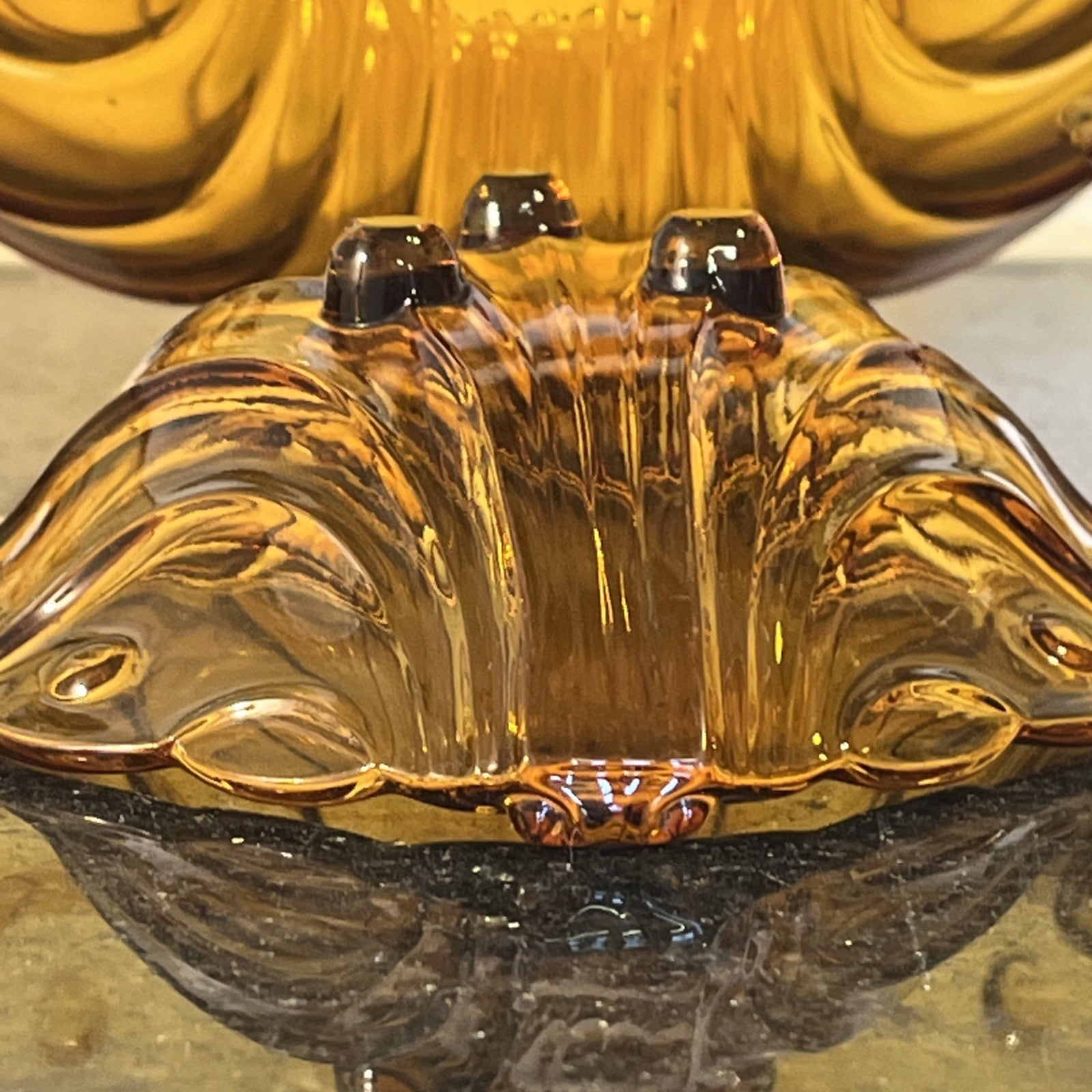 Bohemian Amber Glass Bowl Set Art Deco Czech Glass Vintage