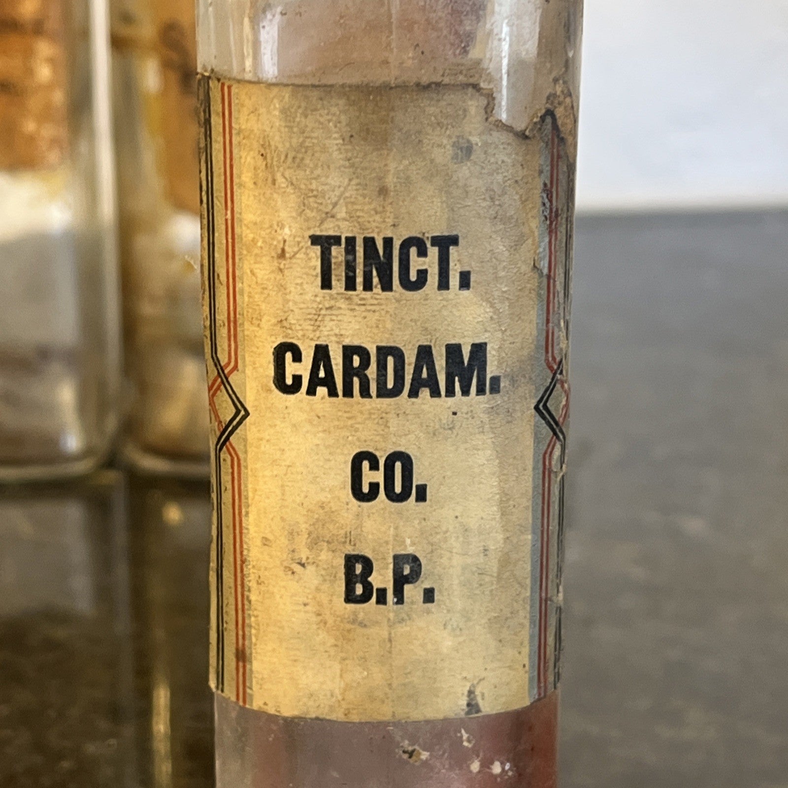 Antique Chemist Bottles Apothecary Pharmacy Labels Glass Set of 4 B.P.