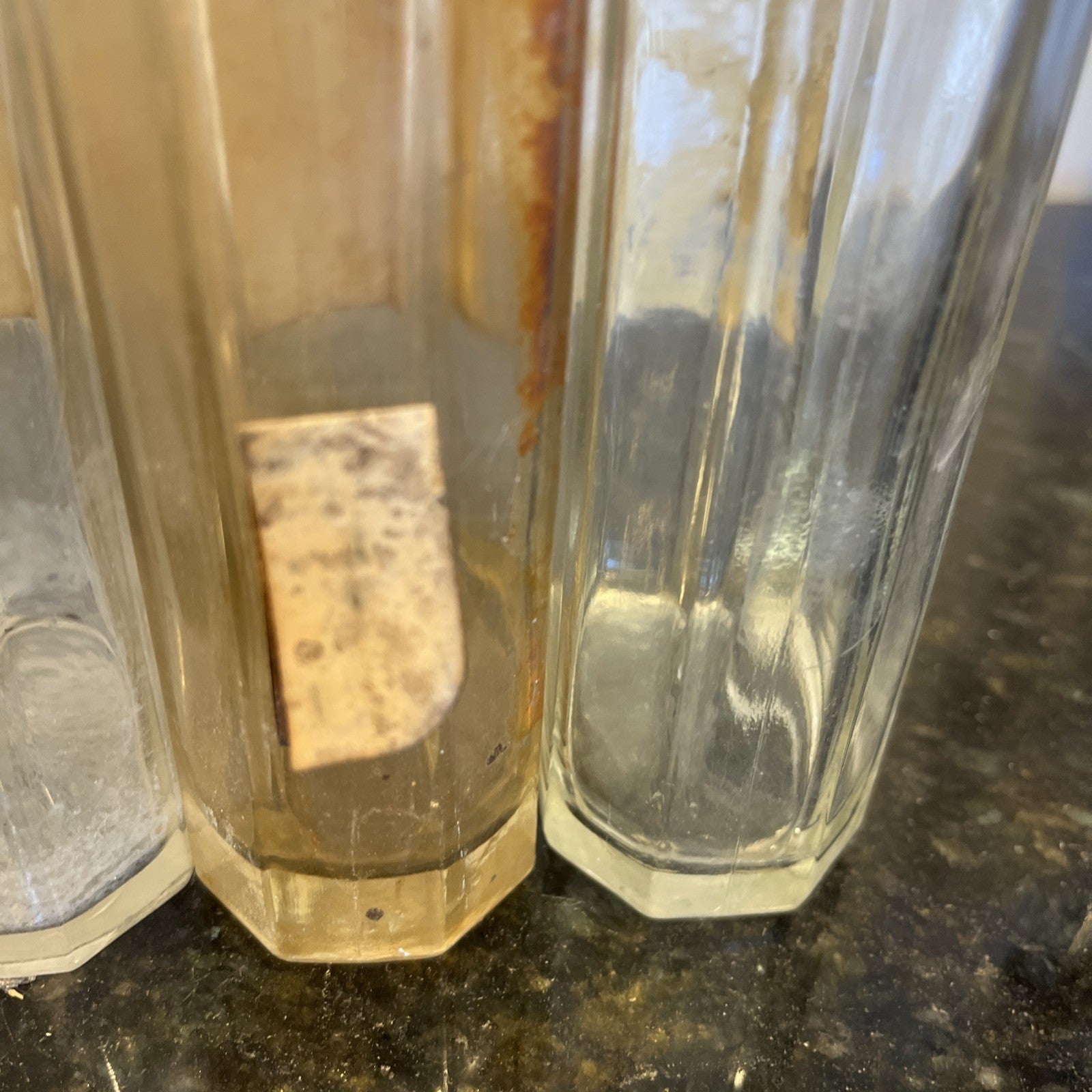 Antique Chemist Bottles Apothecary Pharmacy Labels Glass Set of 8 B.P.