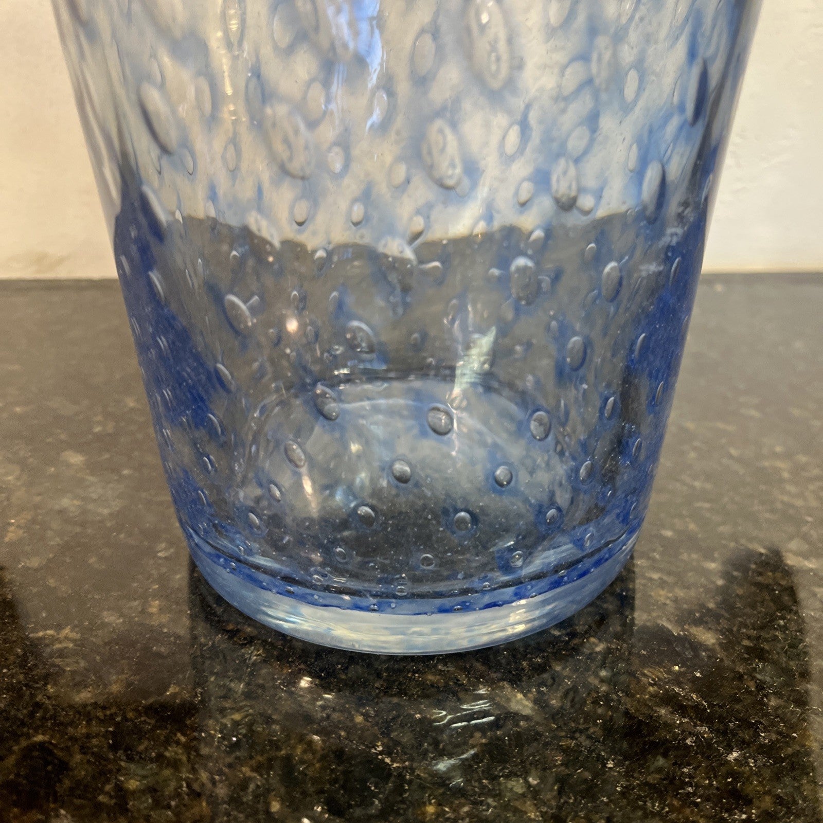 Vintage Blue Bullicante Art Glass Vase Italian Style Heavy Cased Glass