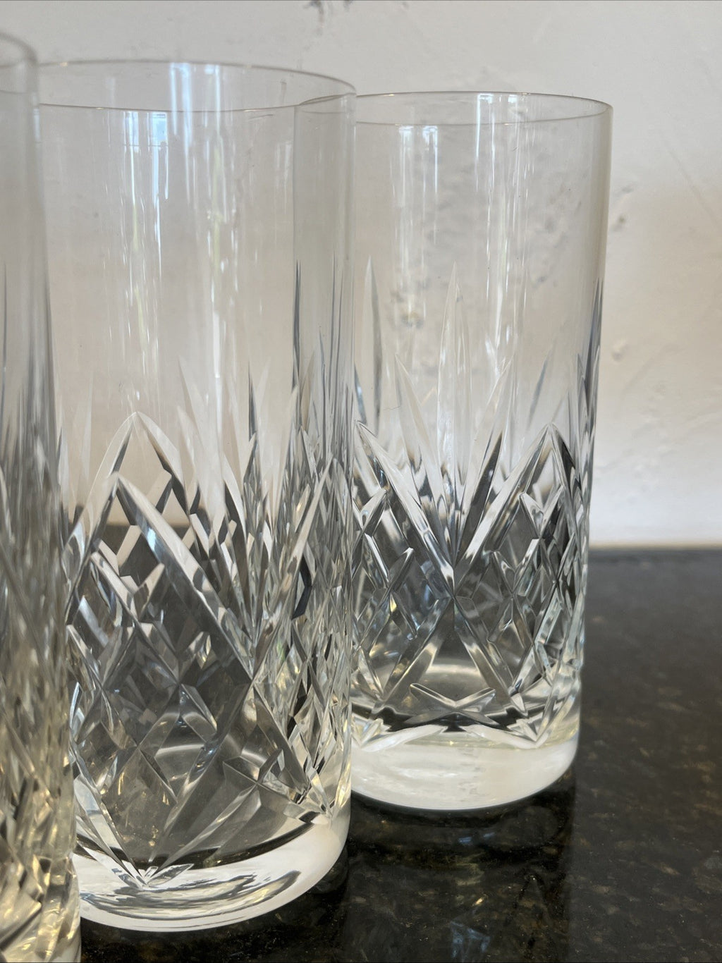 Georgian Style Crystal Highball Glasses Set 4 Cut Lead Crystal Tumblers