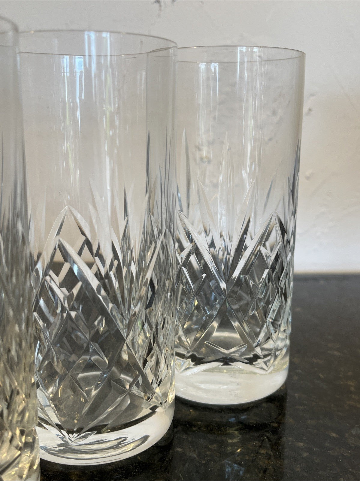 Georgian Style Crystal Highball Glasses Set 4 Cut Lead Crystal Tumblers