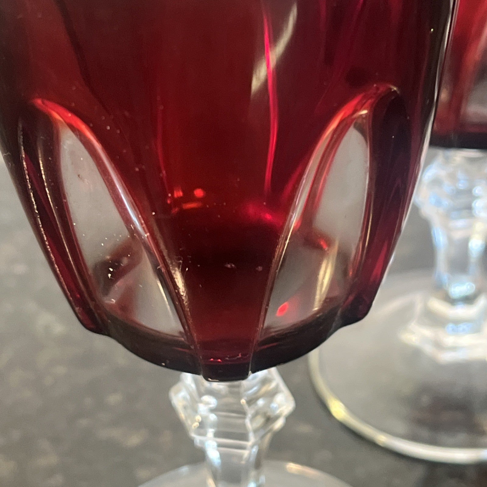 Cristal d’Arques Durand Gothic Ruby Red Wine Glasses Set Of Six