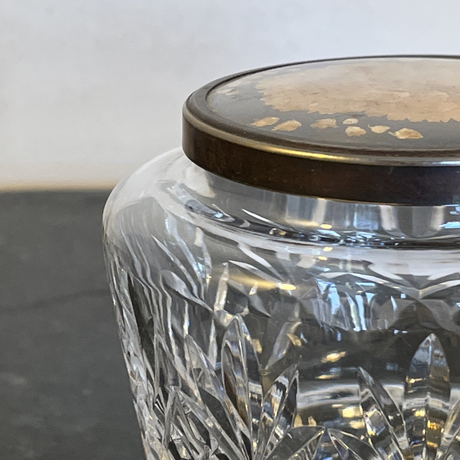 Tudor Crystal Trinket Box Hand Cut Lead Crystal Floral Lid Jewellery Pot England