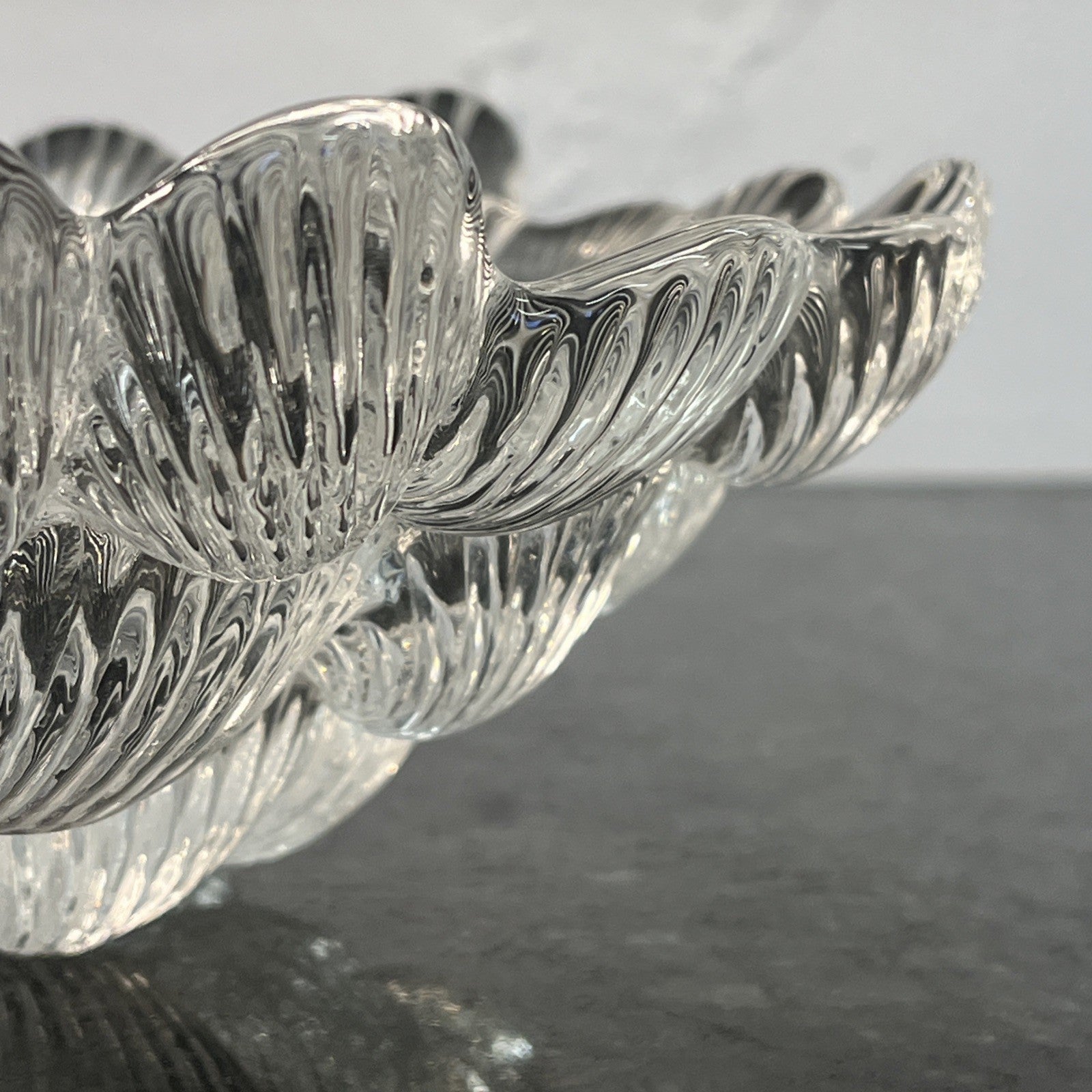Royal Copenhagen Crystal Bowl Shell Pattern Scandinavian Glass Centrepiece Dish