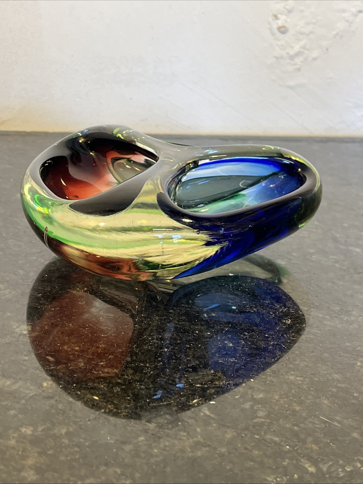 Josef Rozínek Three-Compartment Art Glass Bowl – Borské Sklo, Czechoslovakia c.1960