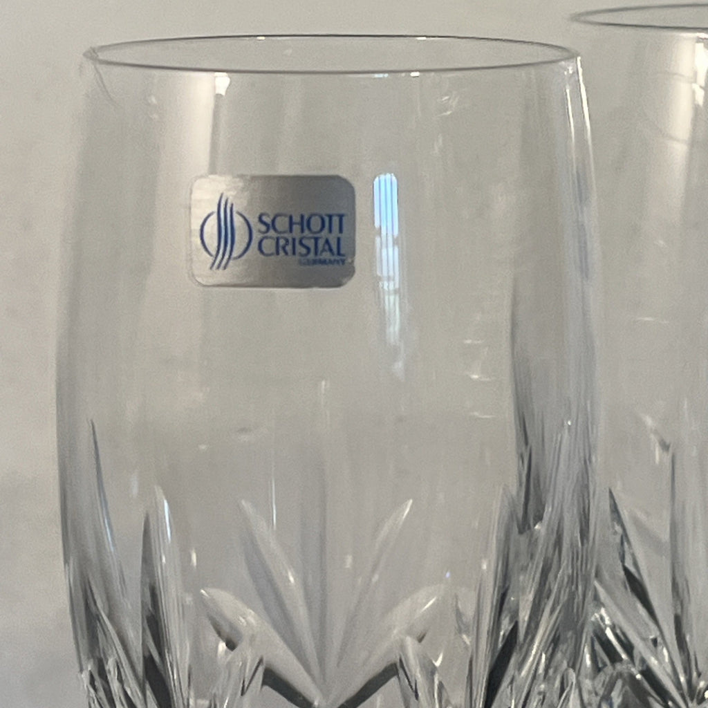 Schott Crystal Champagne Flutes Pair German Cut Crystal Glasses Germany