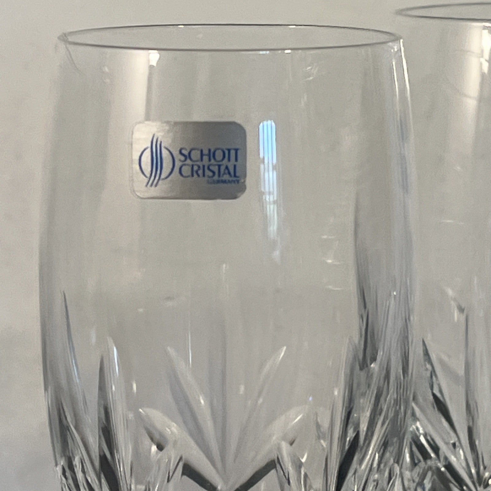 Schott Crystal Champagne Flutes Pair German Cut Crystal Glasses Germany