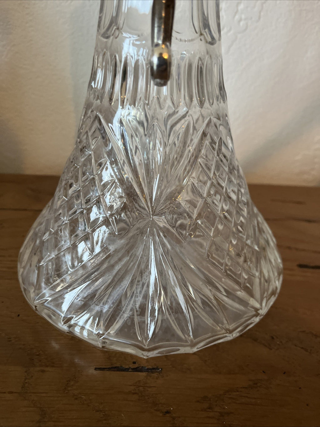 Falstaff Claret Jug Cut Crystal Silver Plated Figural Mask Spout