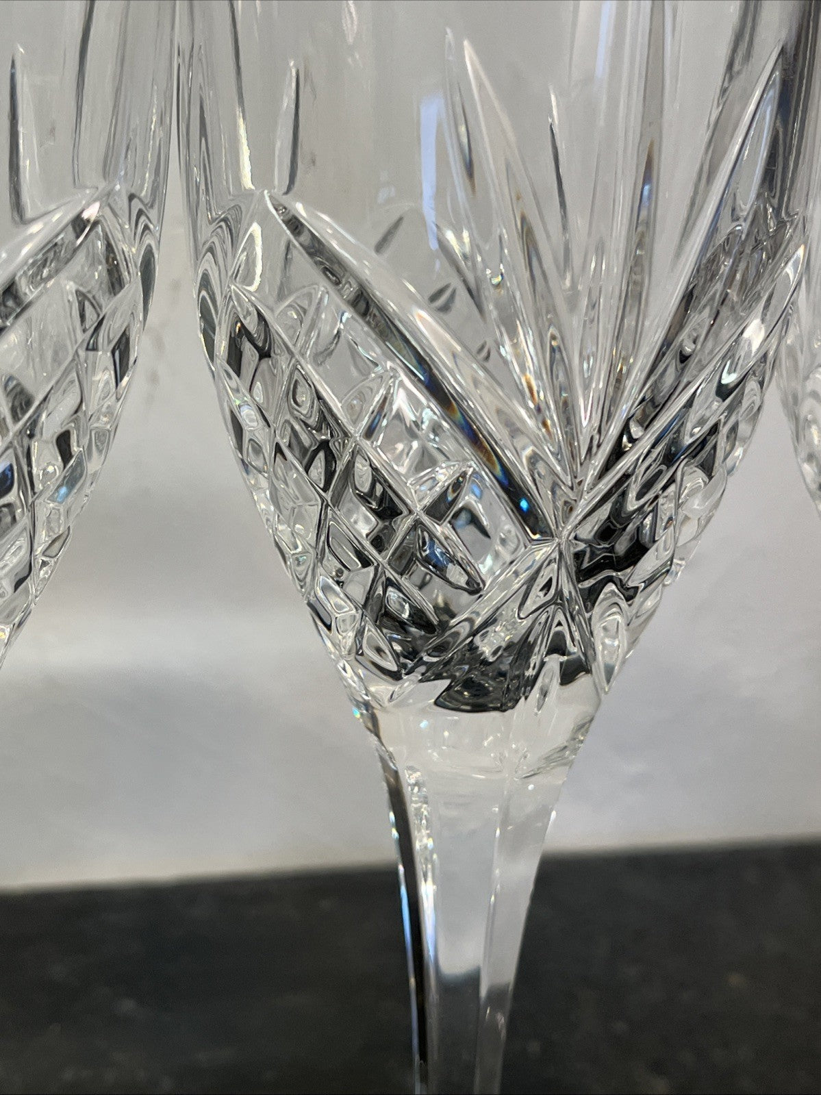 Vintage Cut Crystal Wine Glasses Set Of 4 Diamond And Fan Pattern Stemware