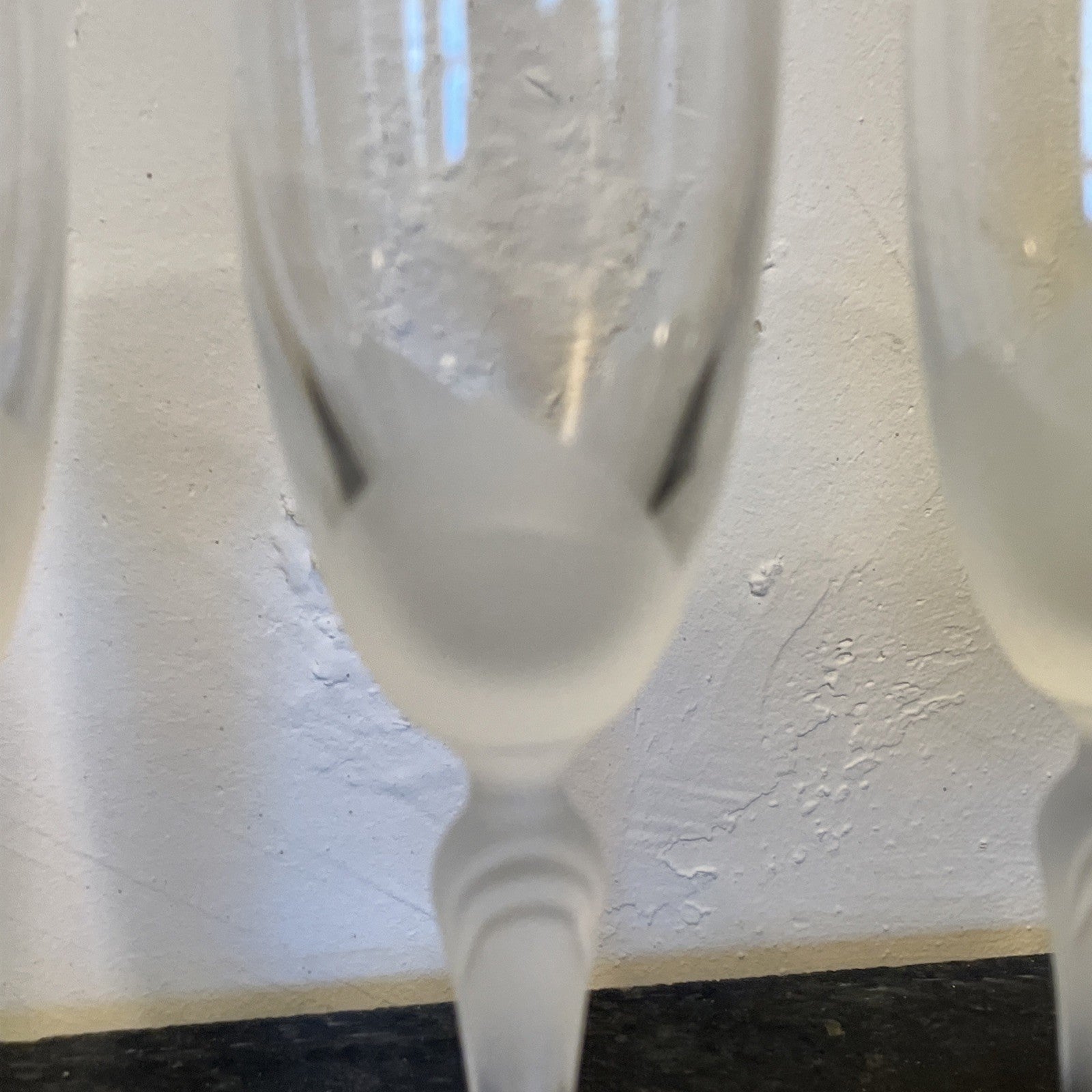 Lednicke Rovne Crystal Flutes Set 6 Lily Frosted Champagne Glasses Vintage