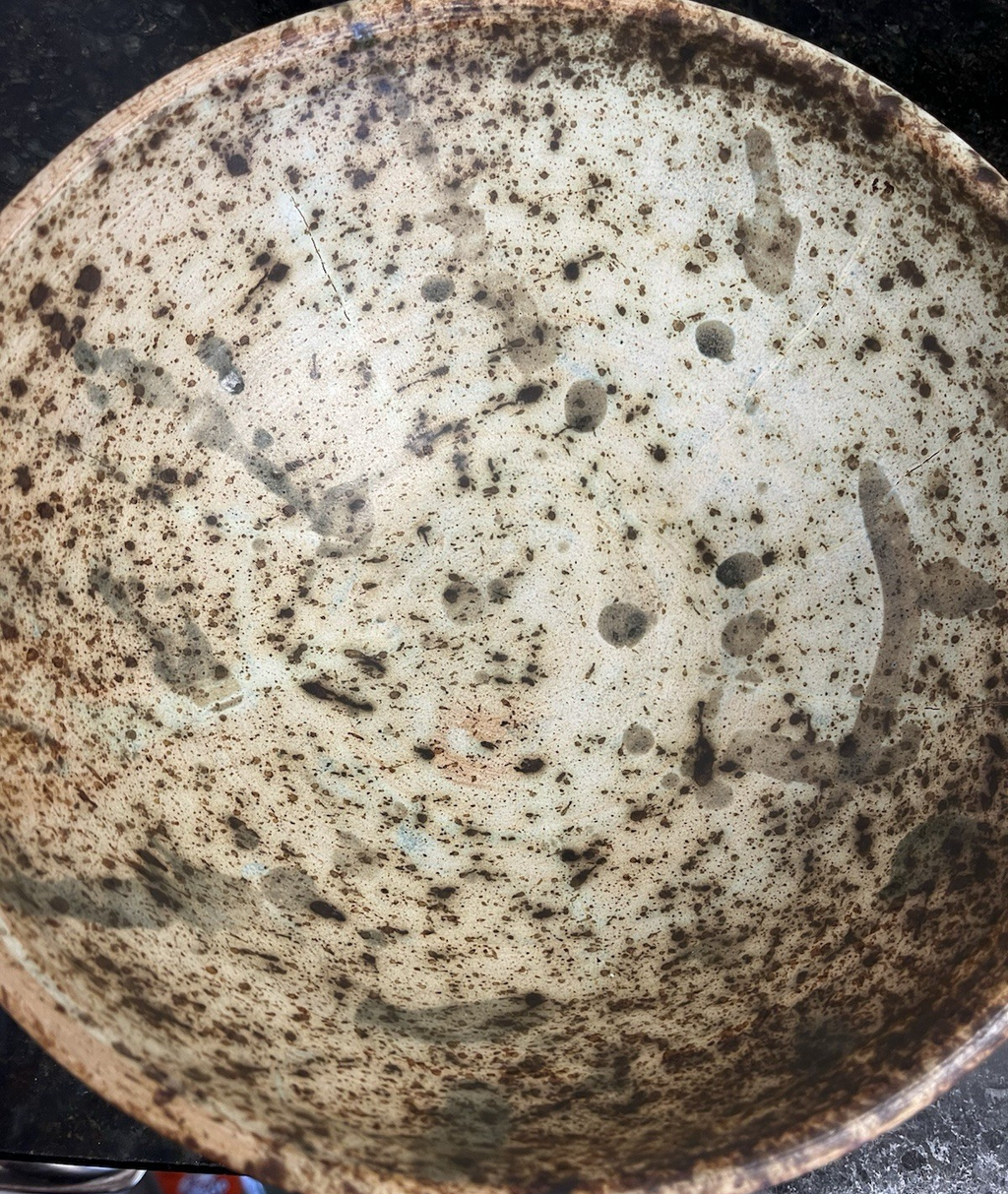John Lennon Studio Pottery Bowl Signed Speckled Stoneware Rustic