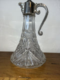 Falstaff Claret Jug Cut Crystal Silver Plated Figural Mask Spout