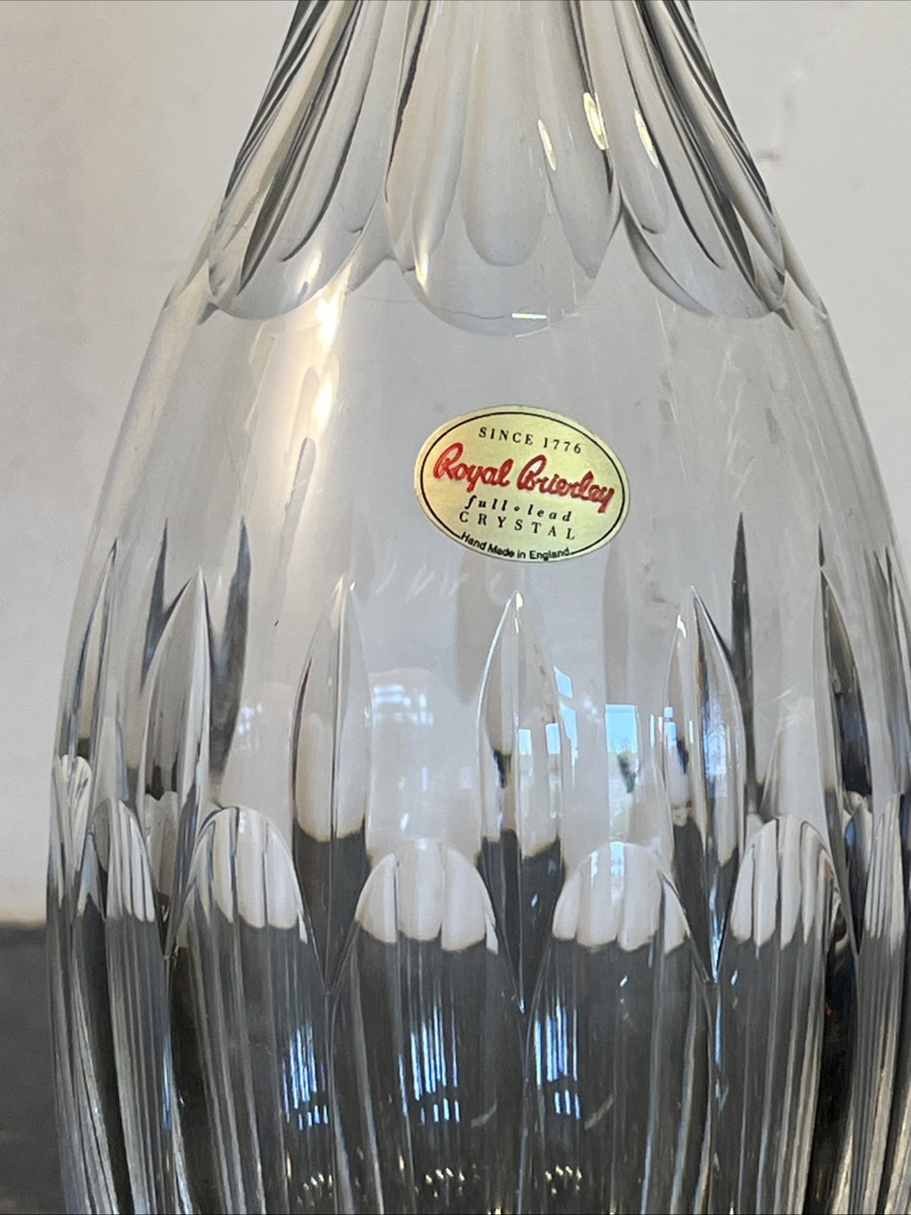 Royal Brierley Crystal Decanter Matching Stopper Cut Glass Full Lead Crystal