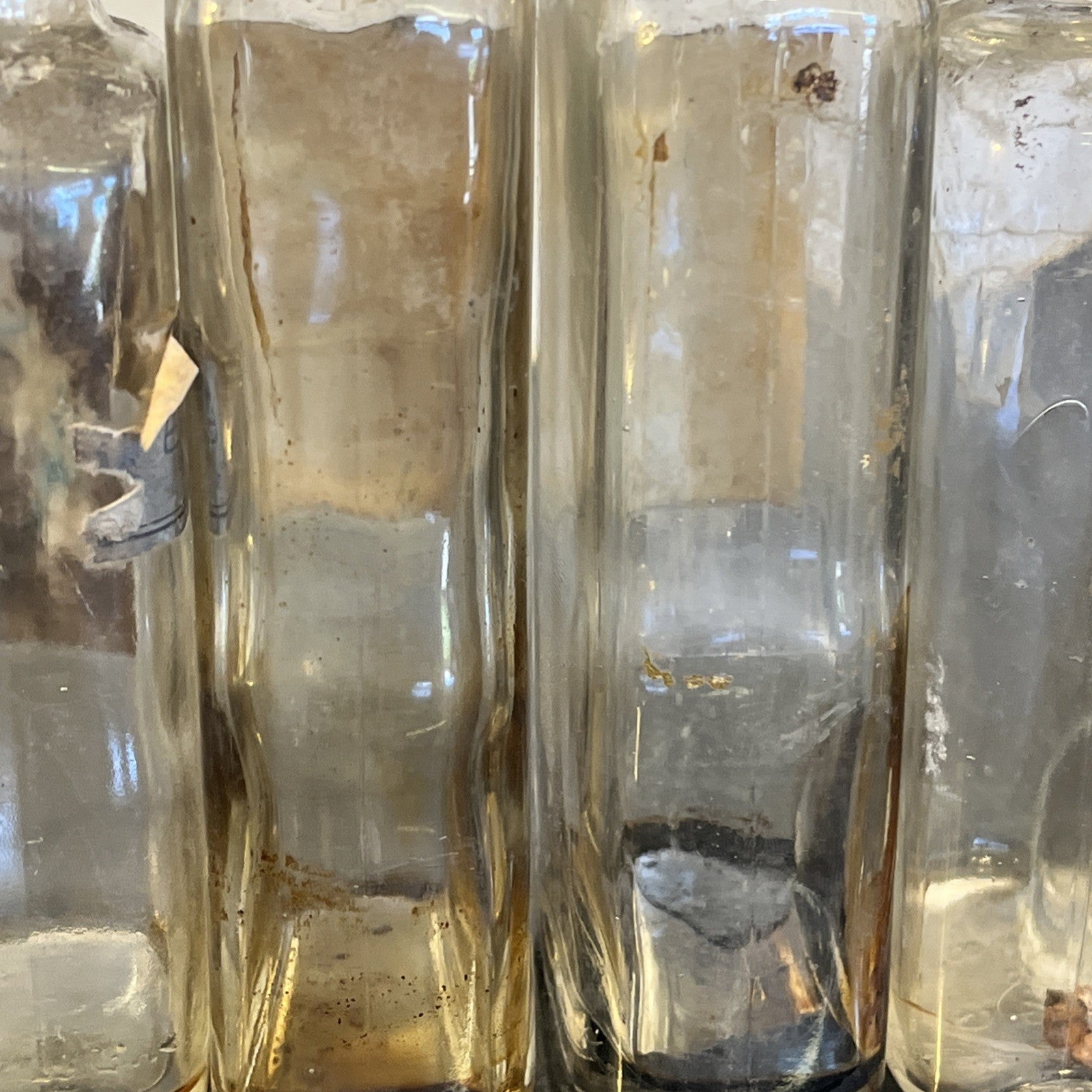 Antique Apothecary Bottles Original Pharmacy Labels Glass Chemist Mixed Set of 5