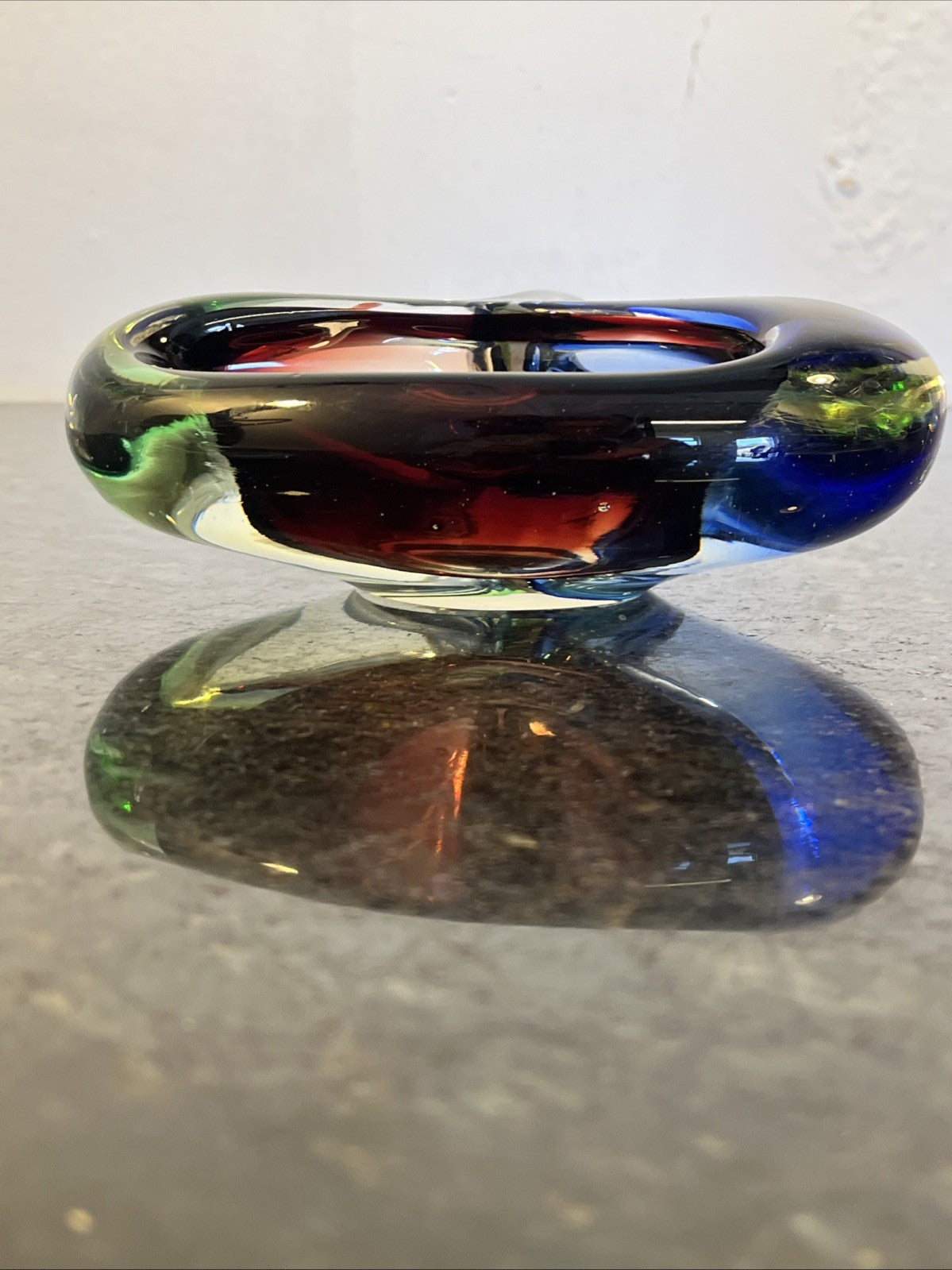Josef Rozínek Three-Compartment Art Glass Bowl – Borské Sklo, Czechoslovakia c.1960