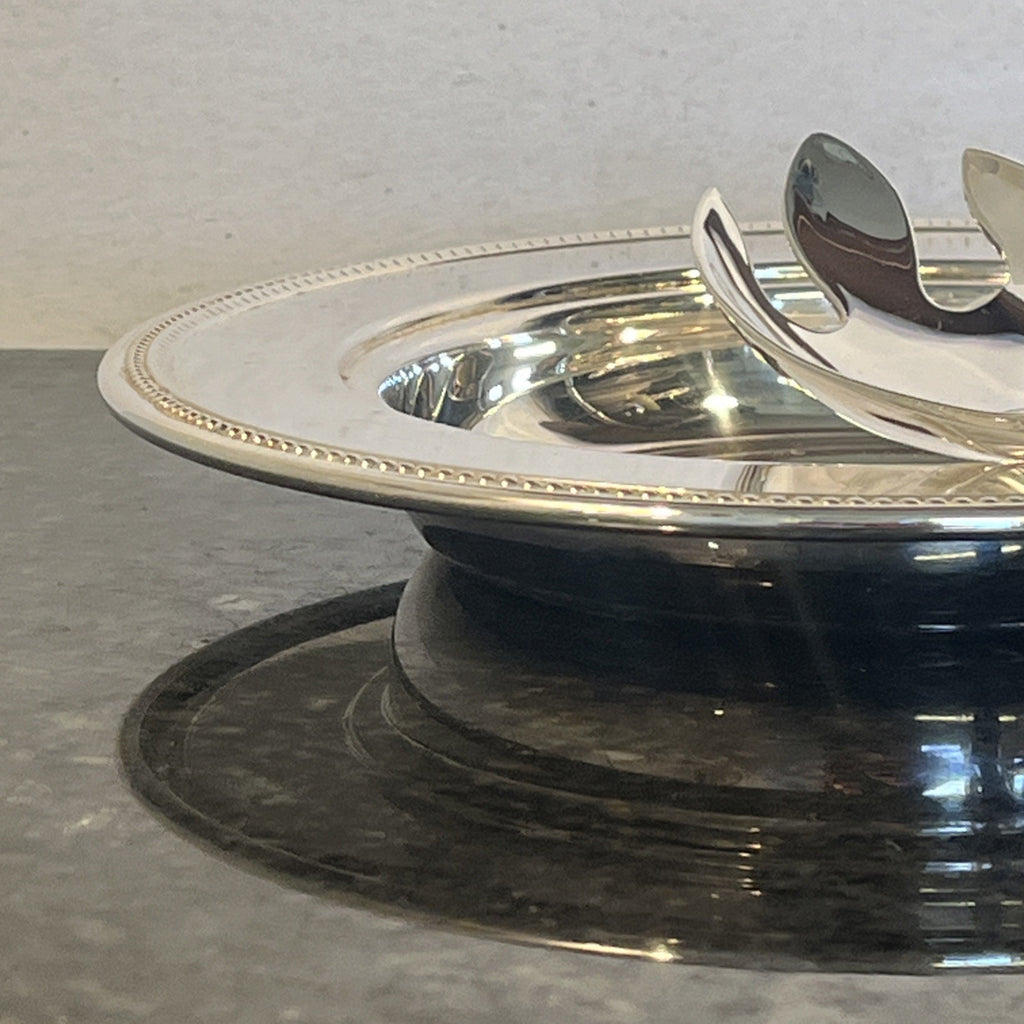 Silver Plated Serving Set With Two Plates Serving Spoon And Fork