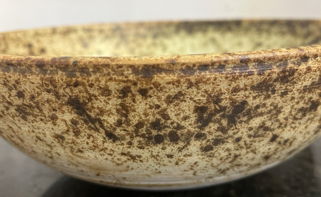 John Lennon Studio Pottery Bowl Signed Speckled Stoneware Rustic