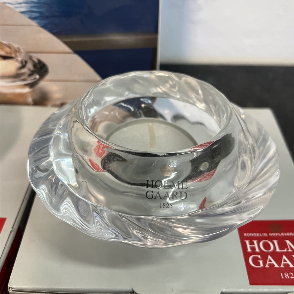 Holmegaard Capriole Glass Tealight Holders Pair Boxed Sidse Werner Denmark