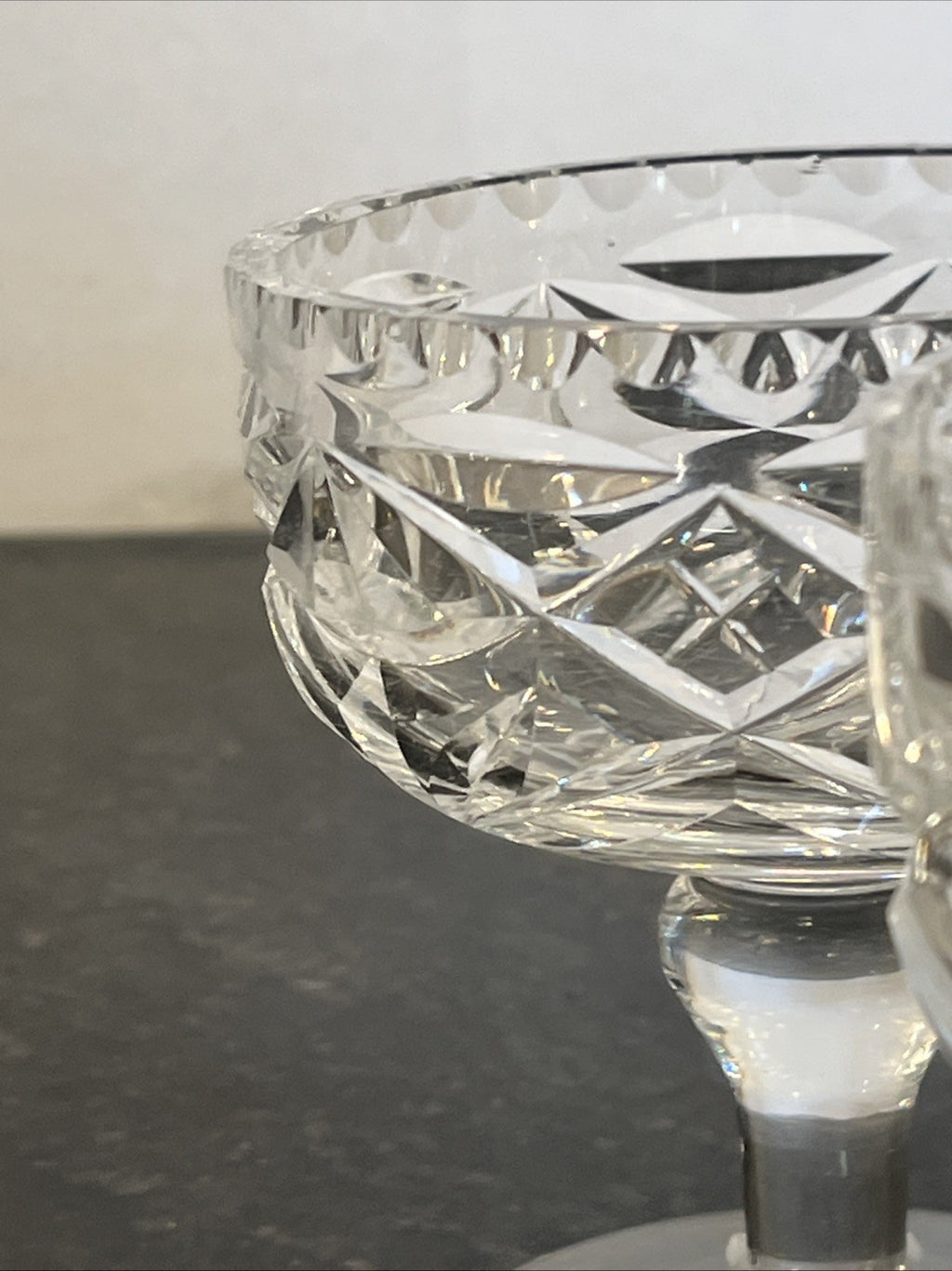 Edinburgh & Leith Cut Crystal Sundae Dessert Glasses Vintage 1930s Set Of 3