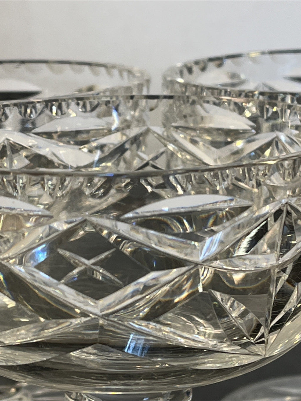 Edinburgh & Leith Cut Crystal Sundae Dessert Glasses Vintage 1930s Set Of 3