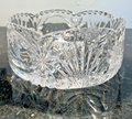 Heavy Cut Crystal Bowl Starburst Fan Scalloped Rim Centrepiece