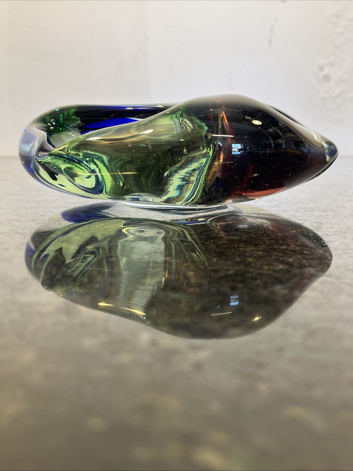 Josef Rozinek Attributed Sommerso Art Glass Ashtray Blue Green Czech 1960s