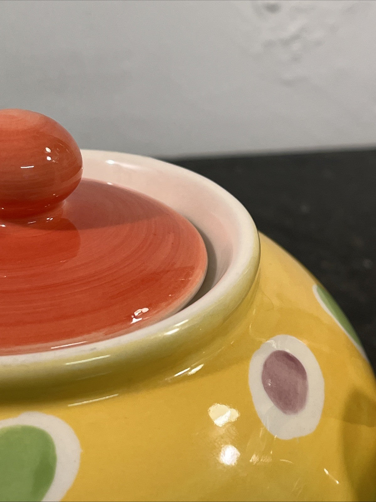 Whittard Large Yellow Polka Dot Teapot Hand Painted Ceramic Kitchen Tea Pot