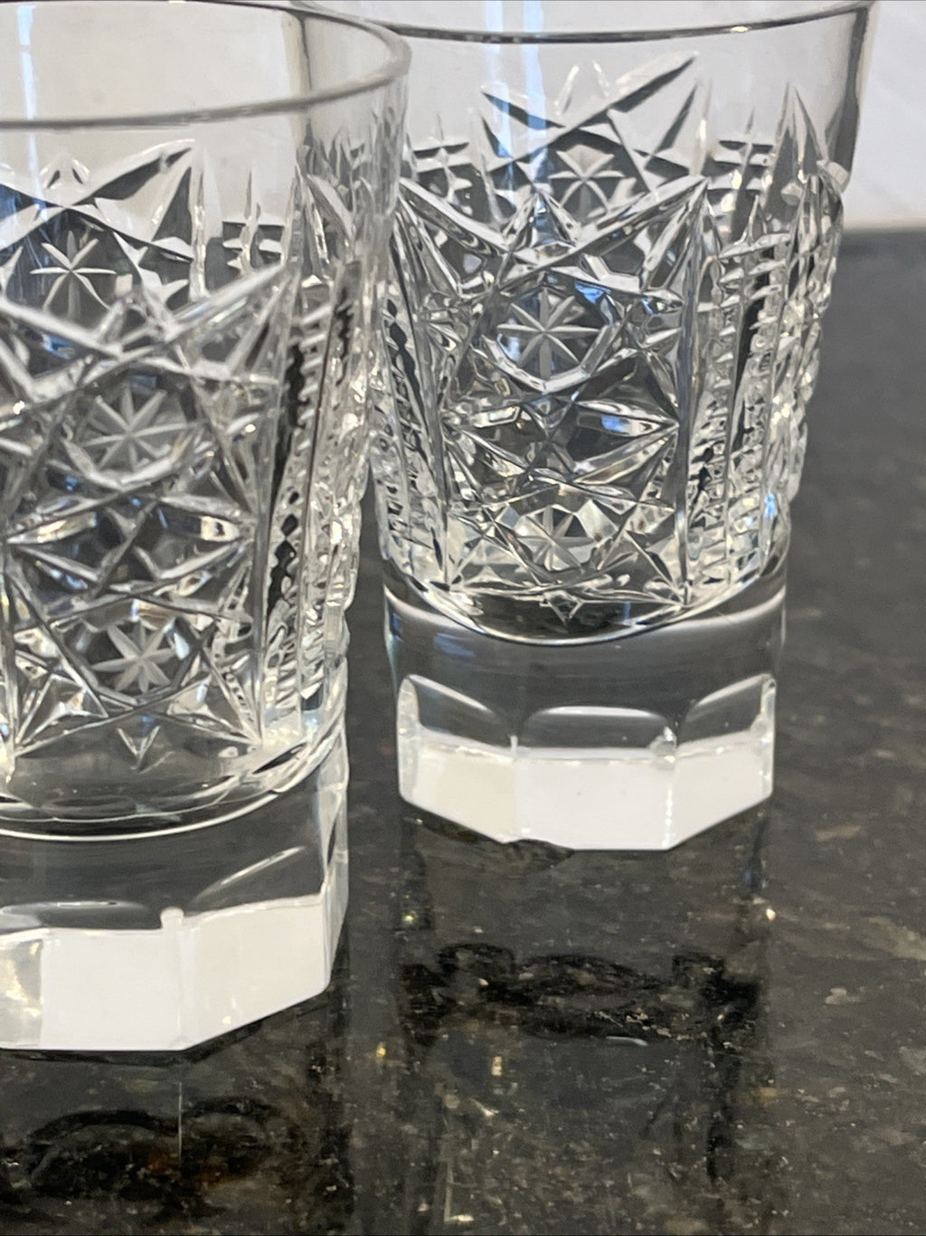 Soviet Cut Crystal Shot Glasses Geometric Vodka Glasses USSR Style Set Of 4