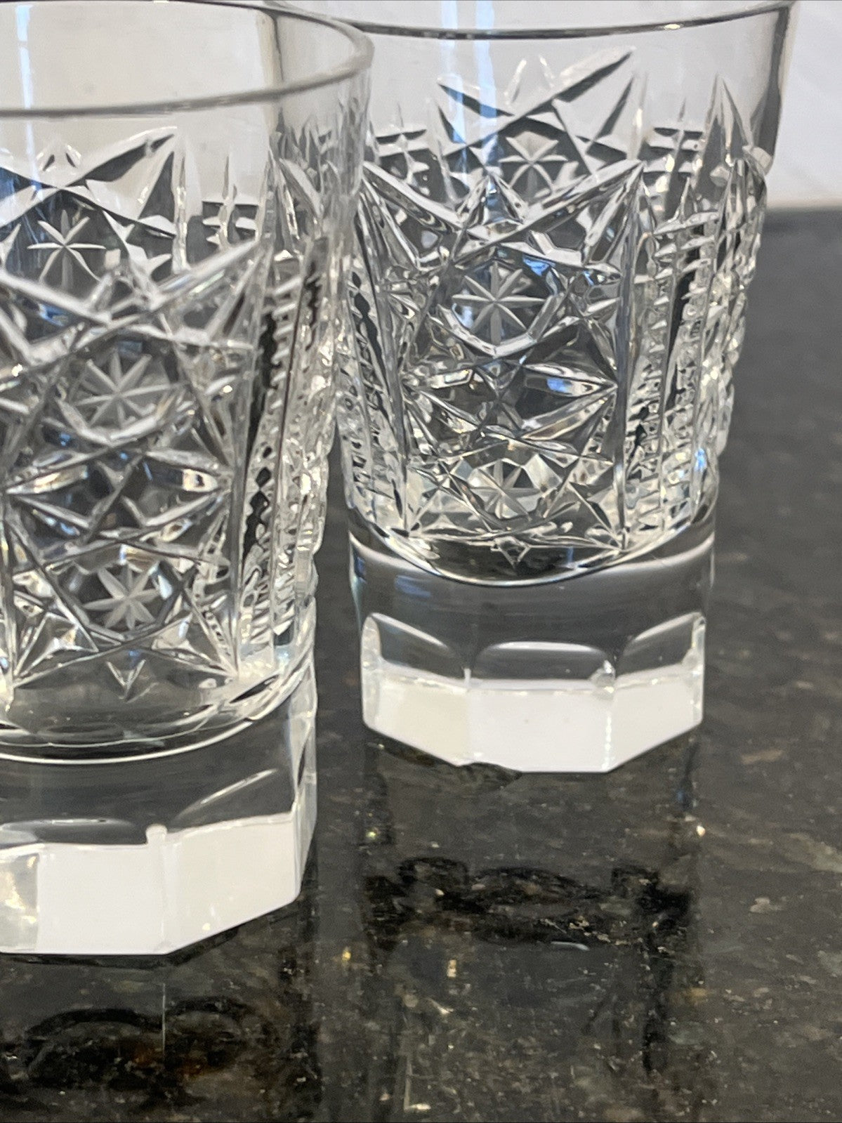 Soviet Cut Crystal Shot Glasses Geometric Vodka Glasses USSR Style Set Of 4