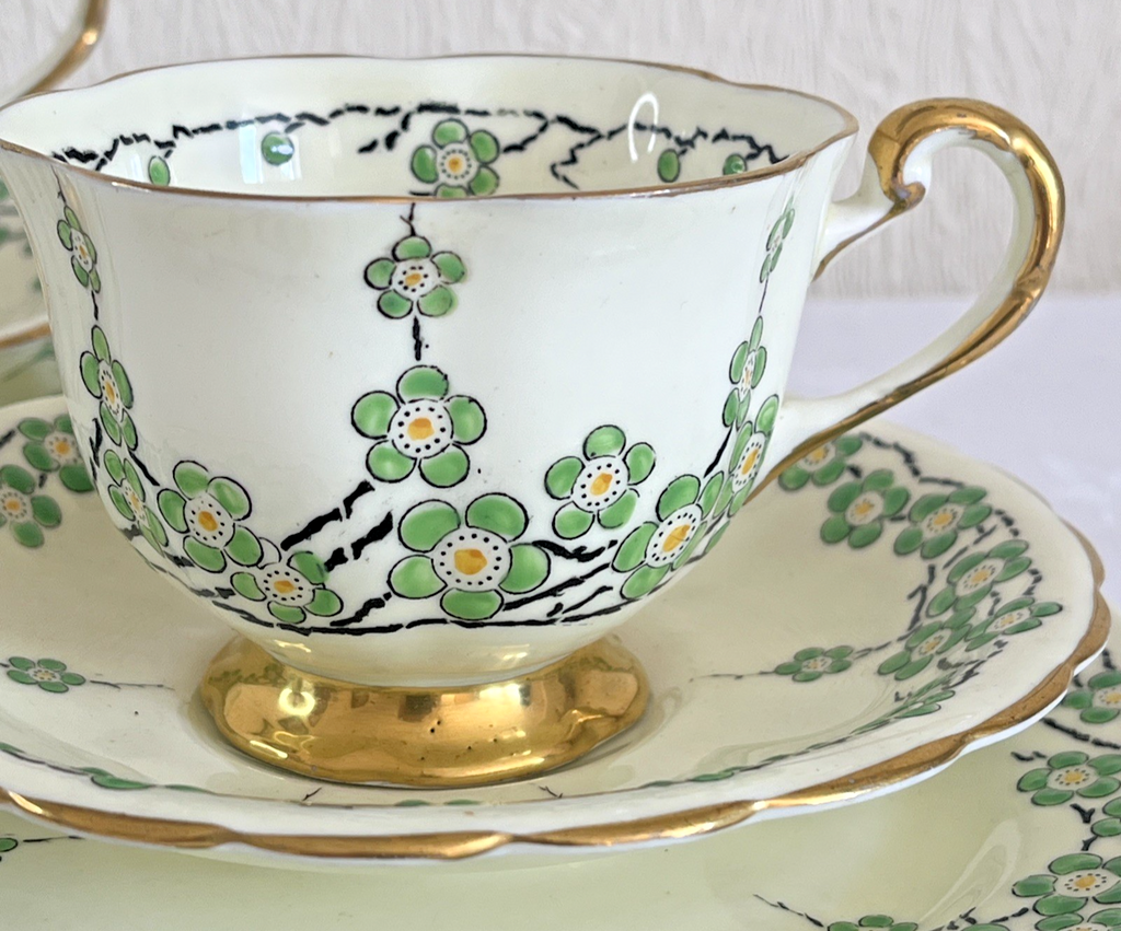New Chelsea Maytime Tea Trios Hand Painted Staffordshire Bone China