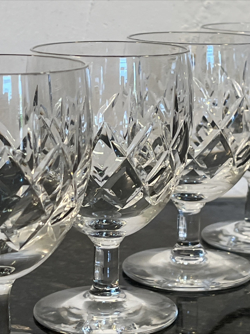 Cut Crystal White Wine Glasses Set of 6 Vintage Lead Crystal Goblets