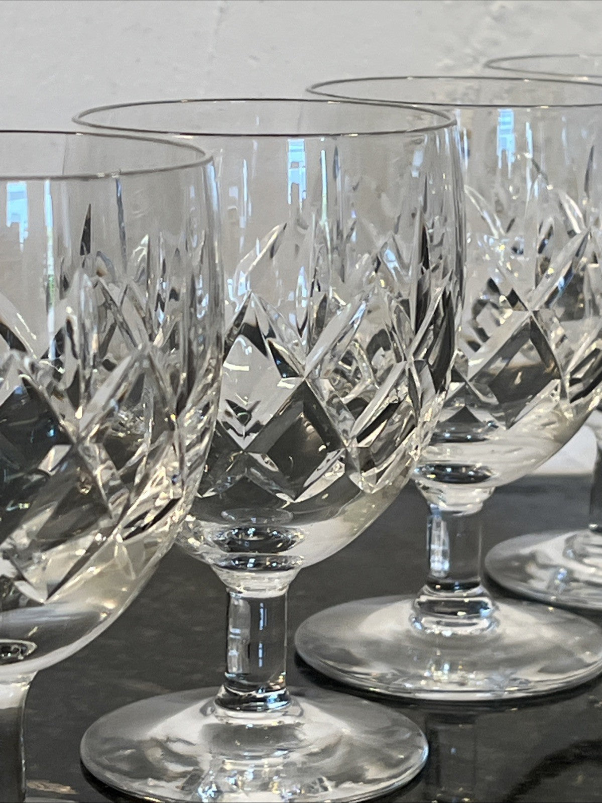Cut Crystal White Wine Glasses Set of 6 Vintage Lead Crystal Goblets