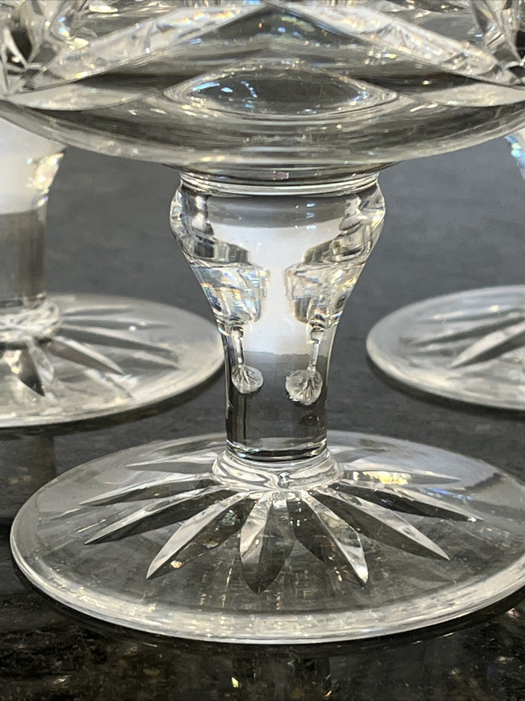 Edinburgh & Leith Cut Crystal Sundae Dessert Glasses Vintage 1930s Set Of 3