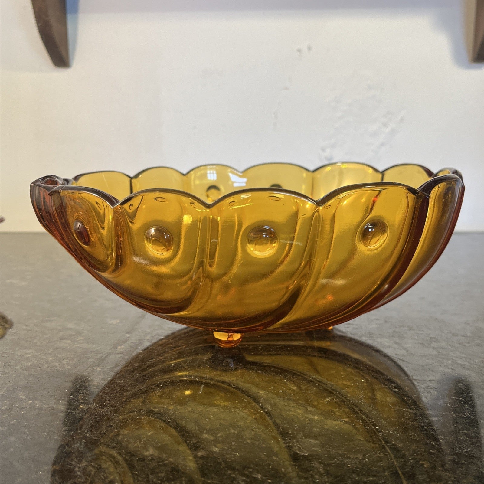 Bohemian Amber Glass Bowl Set Art Deco Czech Glass Vintage