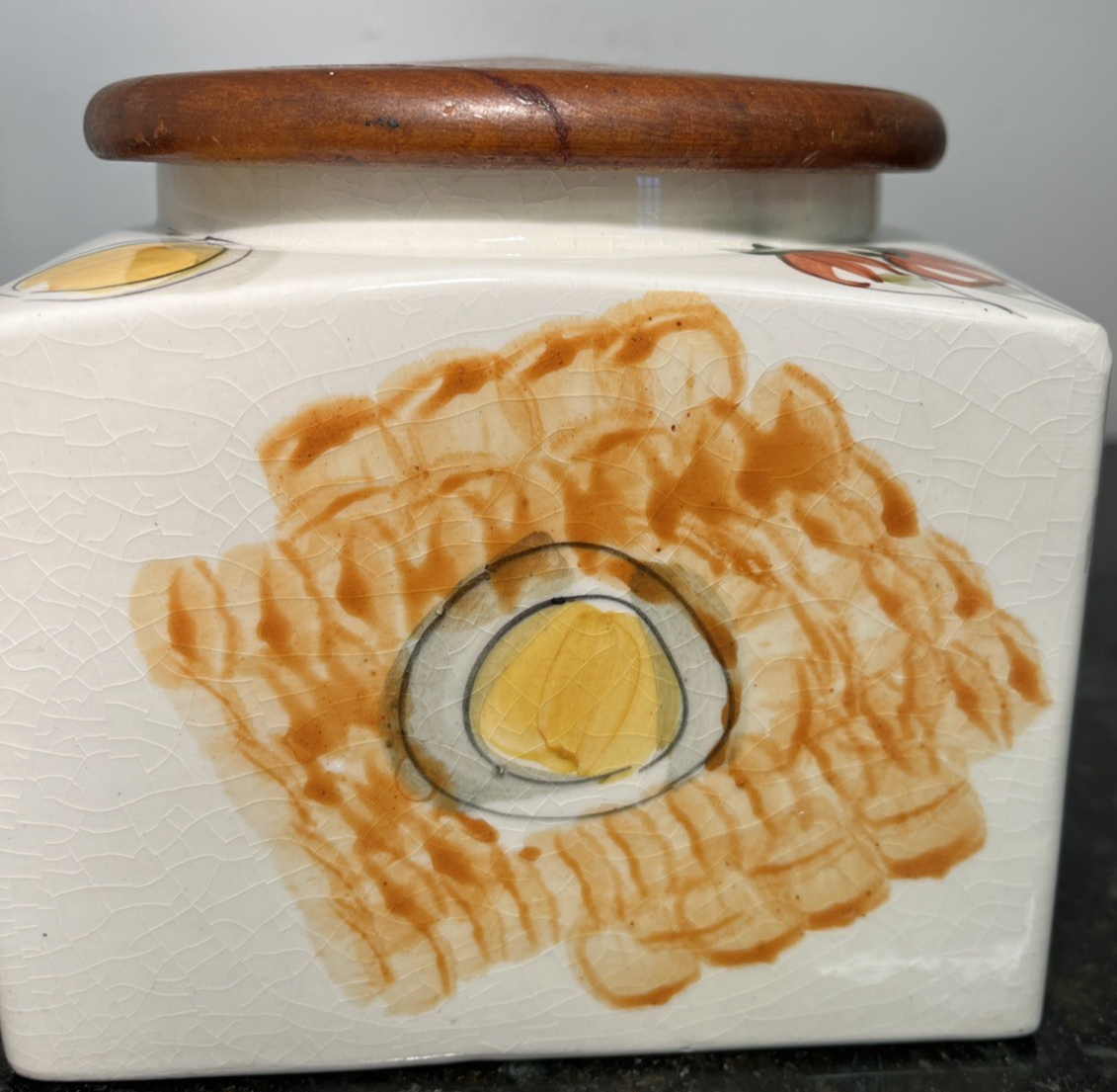 Tony Raymond Pottery Crispbread Jar Teak Lid Kitchen Storage Canister