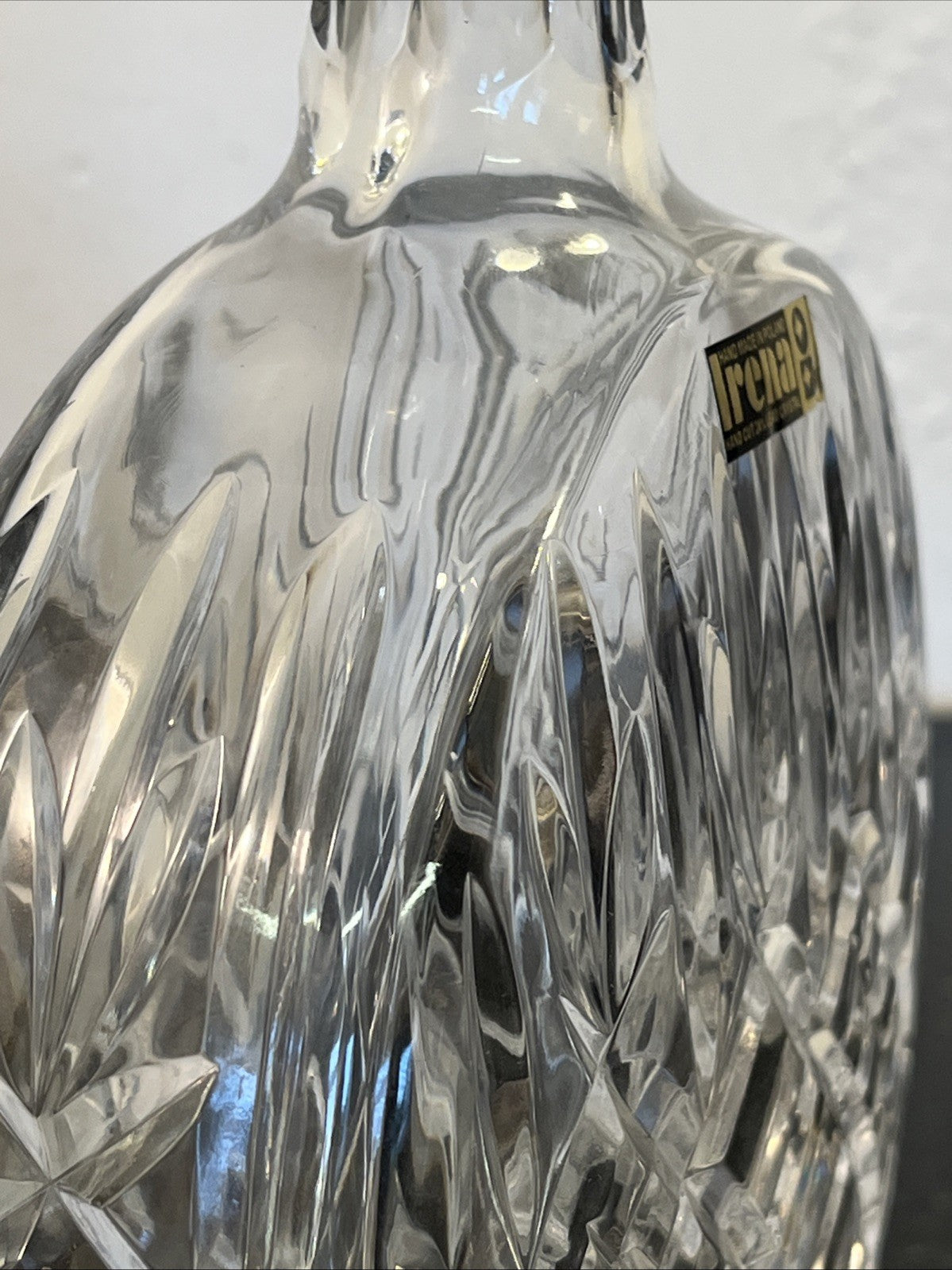 Moon Flask Crystal Decanter Irena Poland 24 Lead Cut Glass Stopper