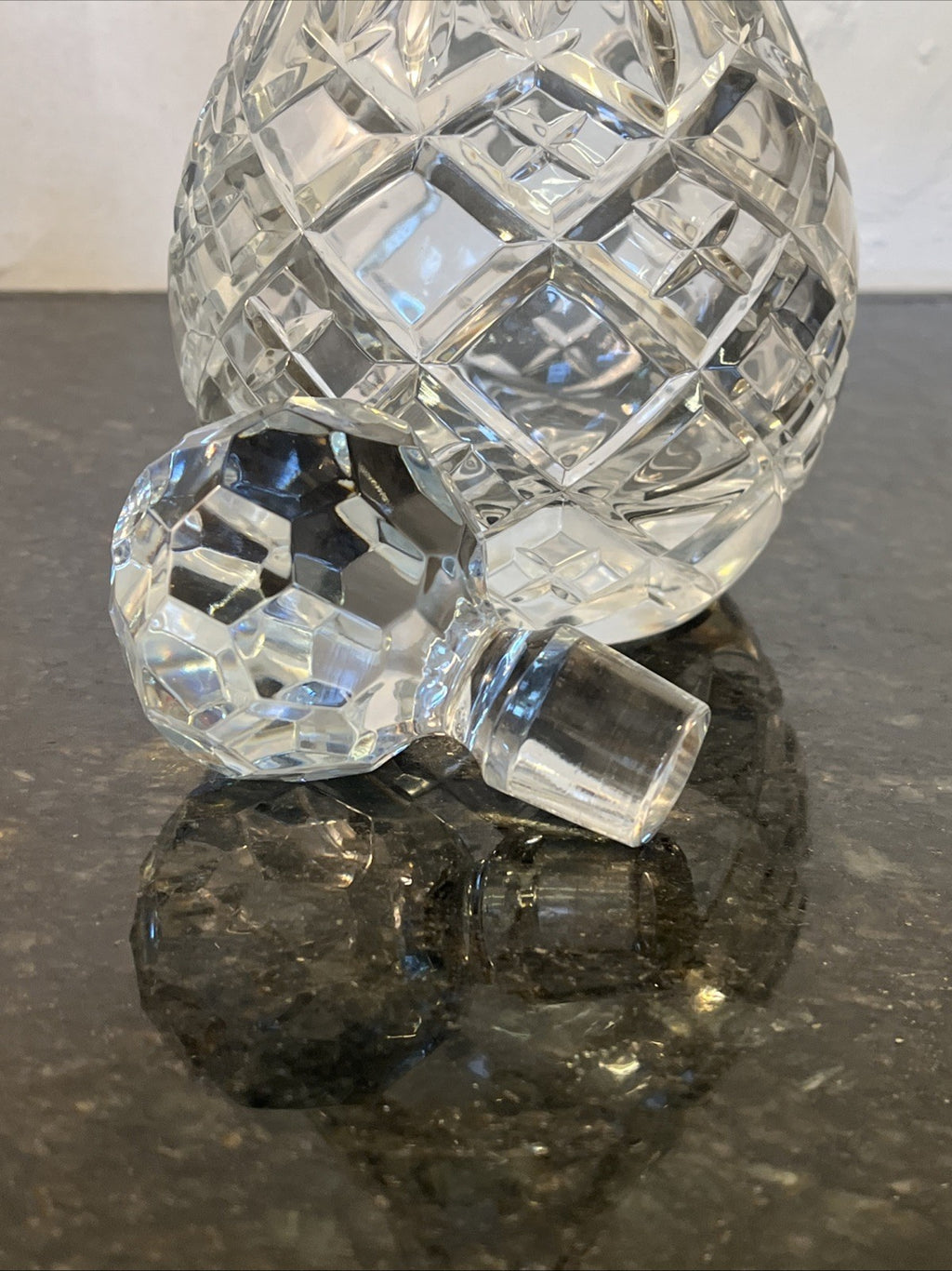 Lead Crystal Decanter Irena Poland Cut Glass Whisky Brandy Wine with Stopper