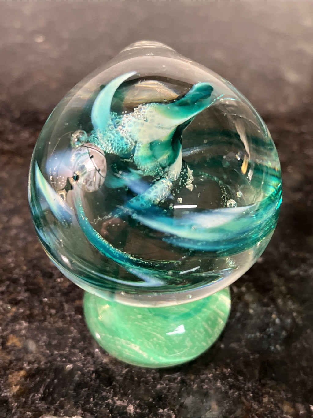 Hokitika Glass Kiwi Bird Paperweight Hand Blown New Zealand Art Glass