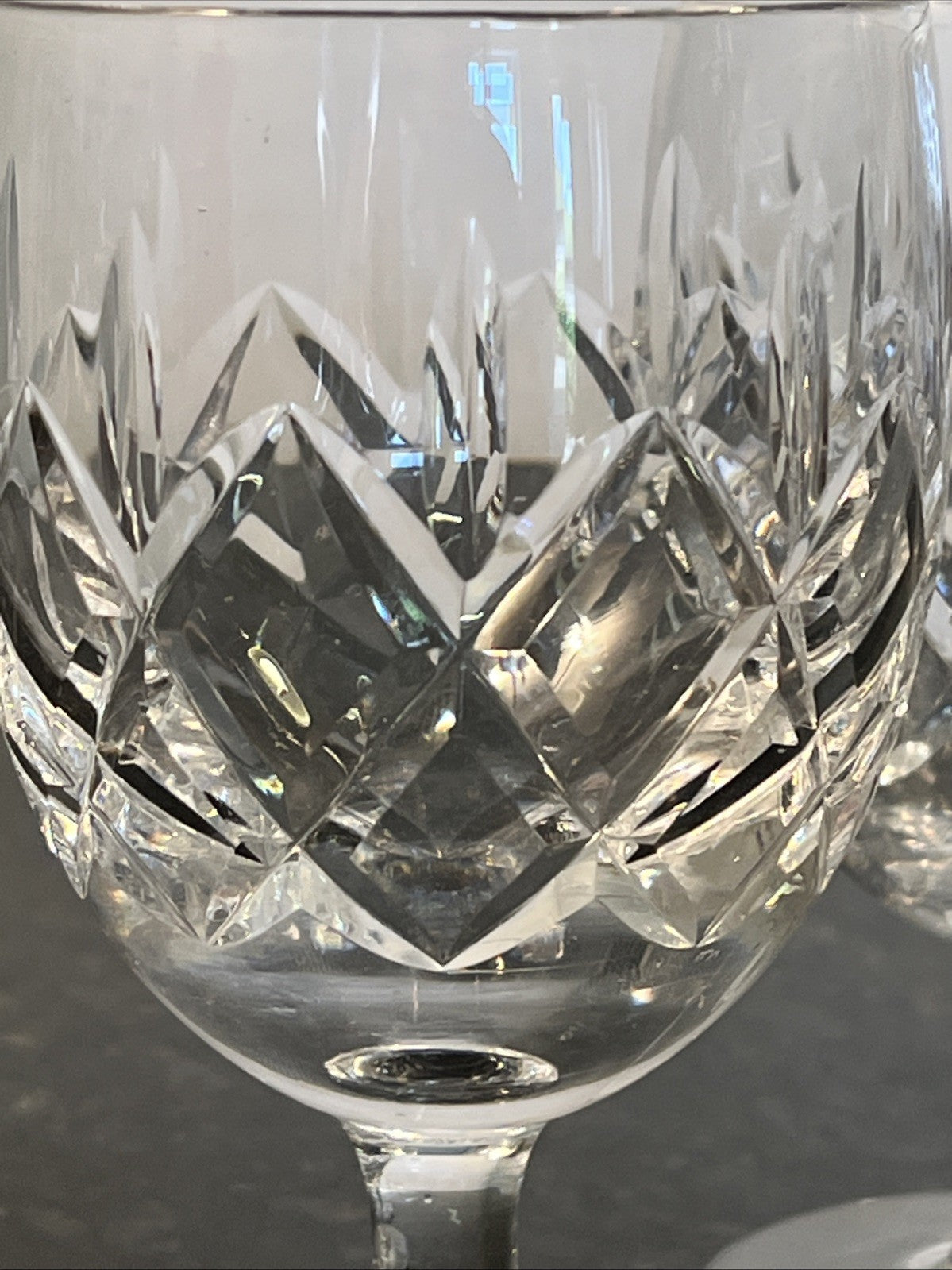 Cut Crystal White Wine Glasses Set of 6 Vintage Lead Crystal Goblets