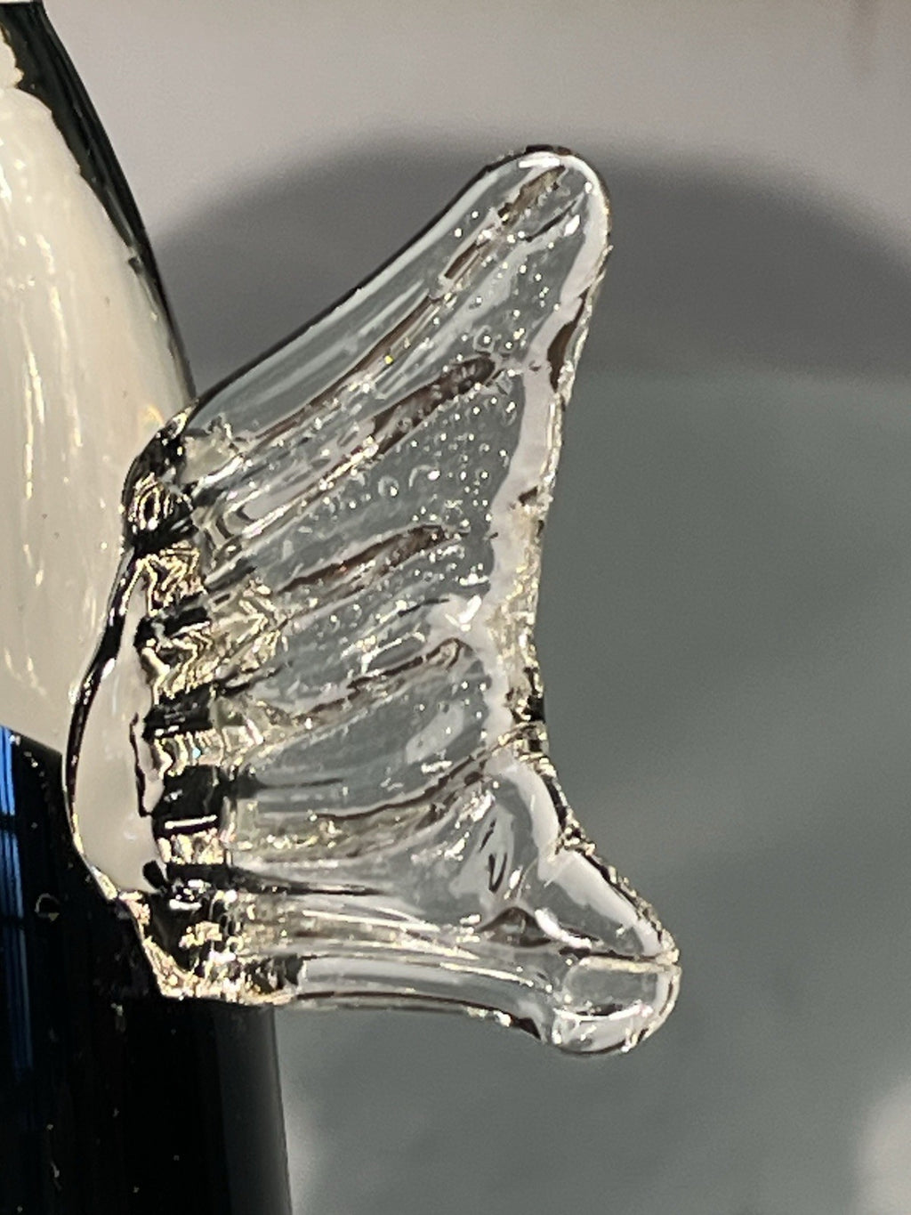 Vintage Hand Blown Glass Angel Sculpture Black and Clear Art Glass Ornament