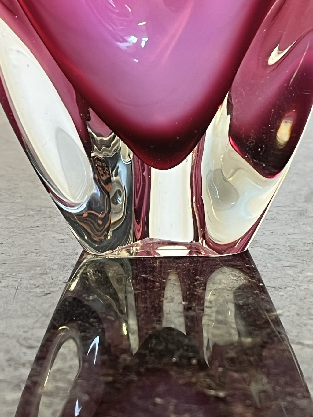 Flygsfors Coquille Vase Paul Kedelv Pink Sommerso Swedish Art Glass MCM