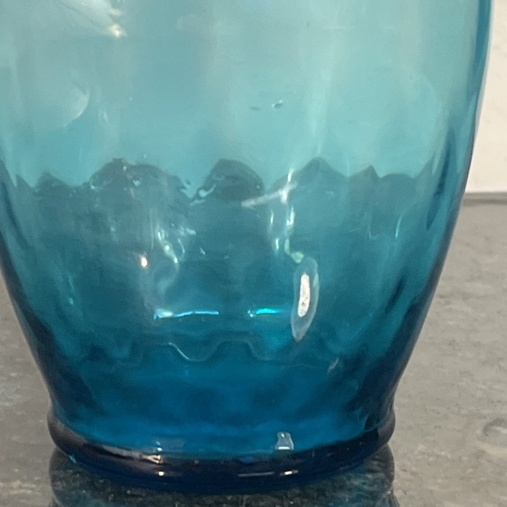 Empoli Blue Glass Vases Pair Italian MCM Retro Turquoise Decorative