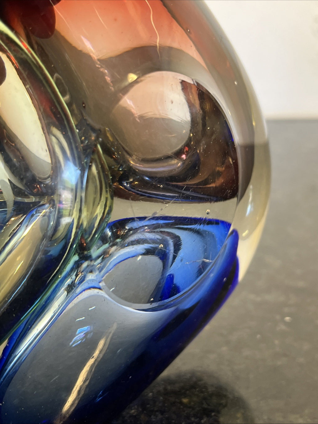 Josef Rozínek Three-Compartment Art Glass Bowl – Borské Sklo, Czechoslovakia c.1960