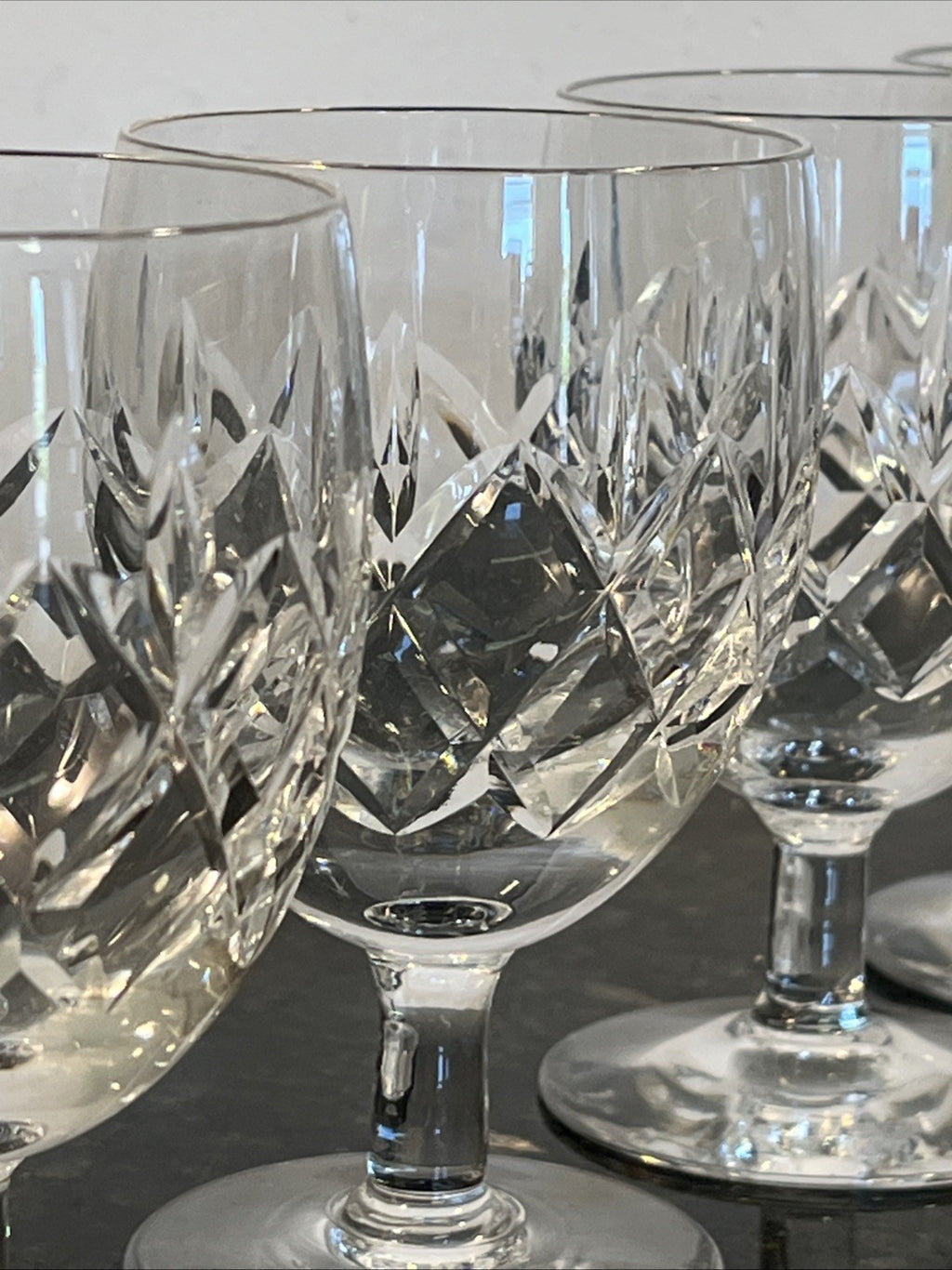 Cut Crystal White Wine Glasses Set of 6 Vintage Lead Crystal Goblets