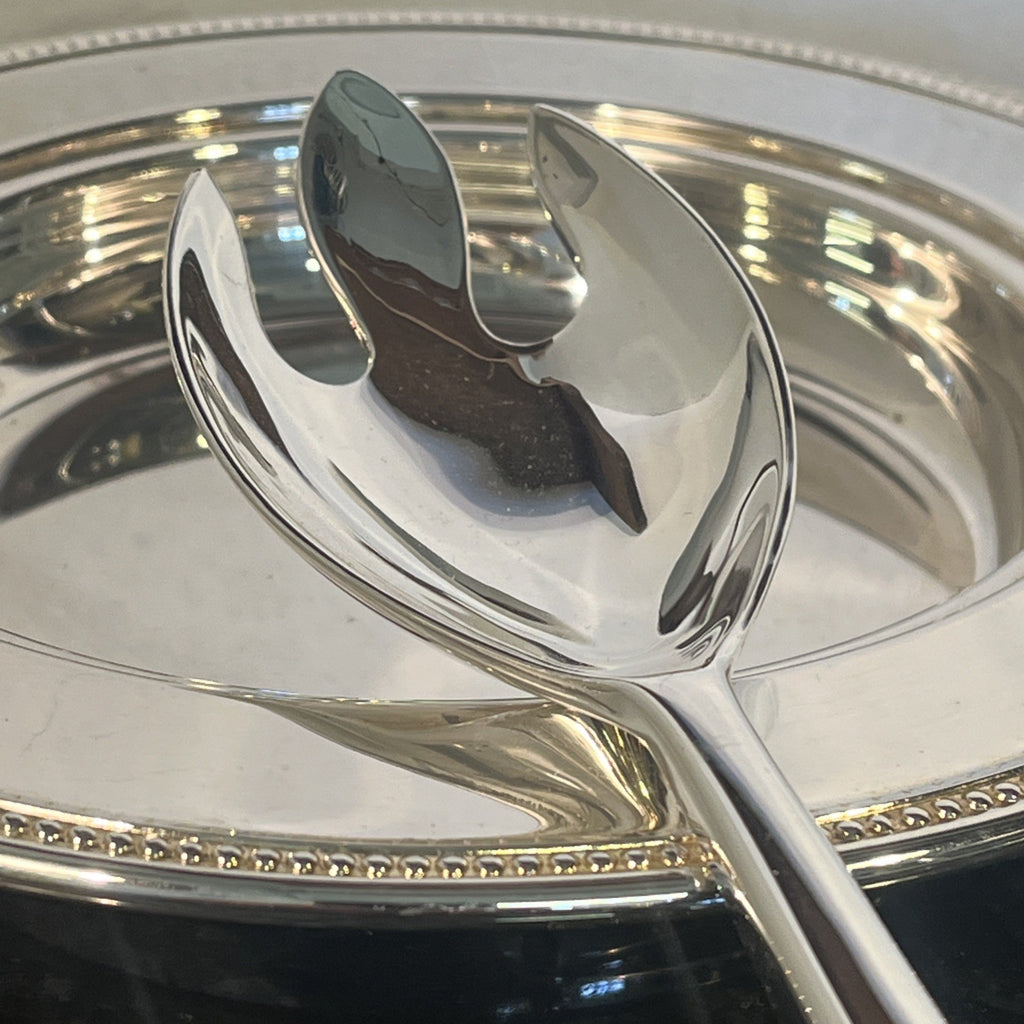 Silver Plated Serving Set With Two Plates Serving Spoon And Fork
