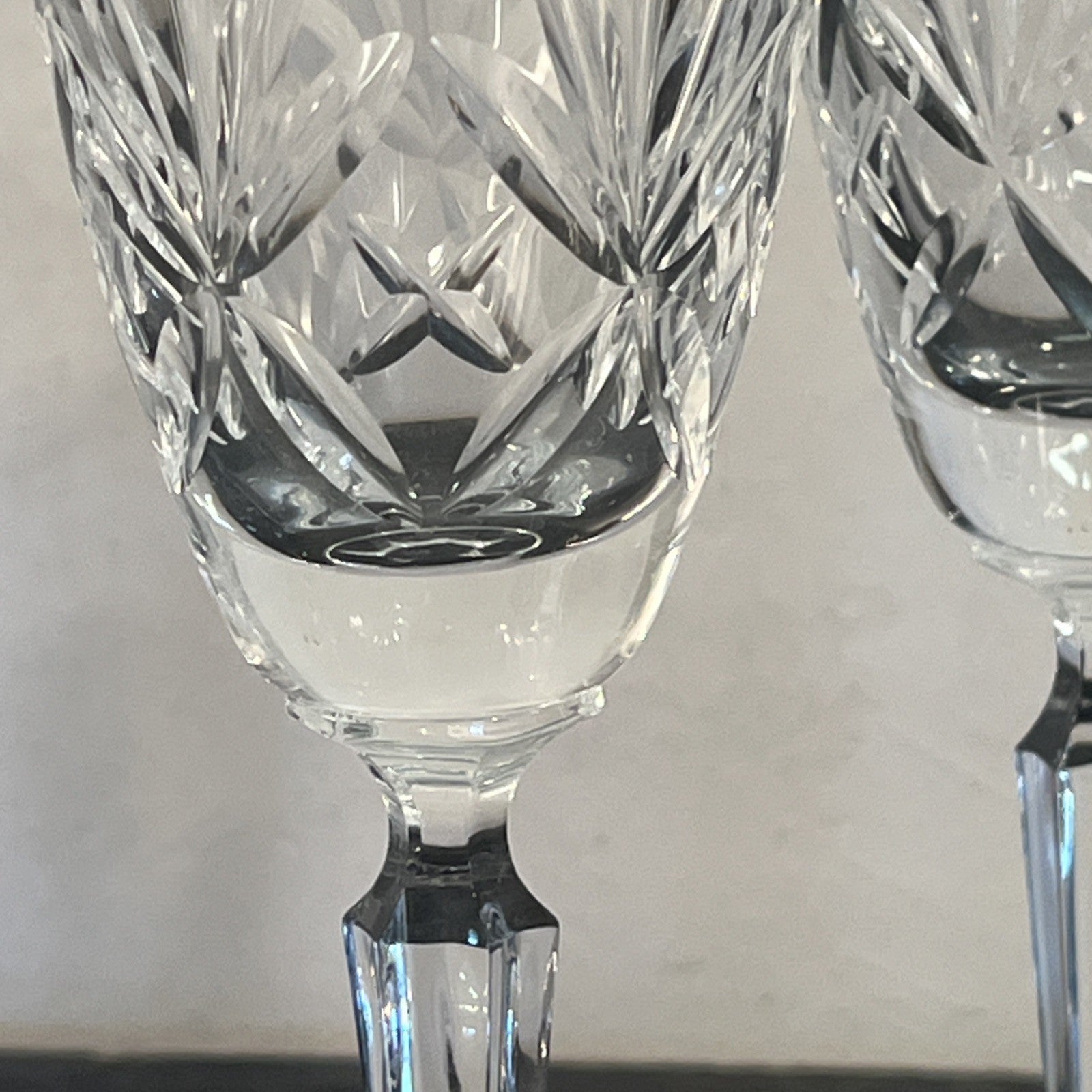 Schott Crystal Champagne Flutes Pair German Cut Crystal Glasses Germany