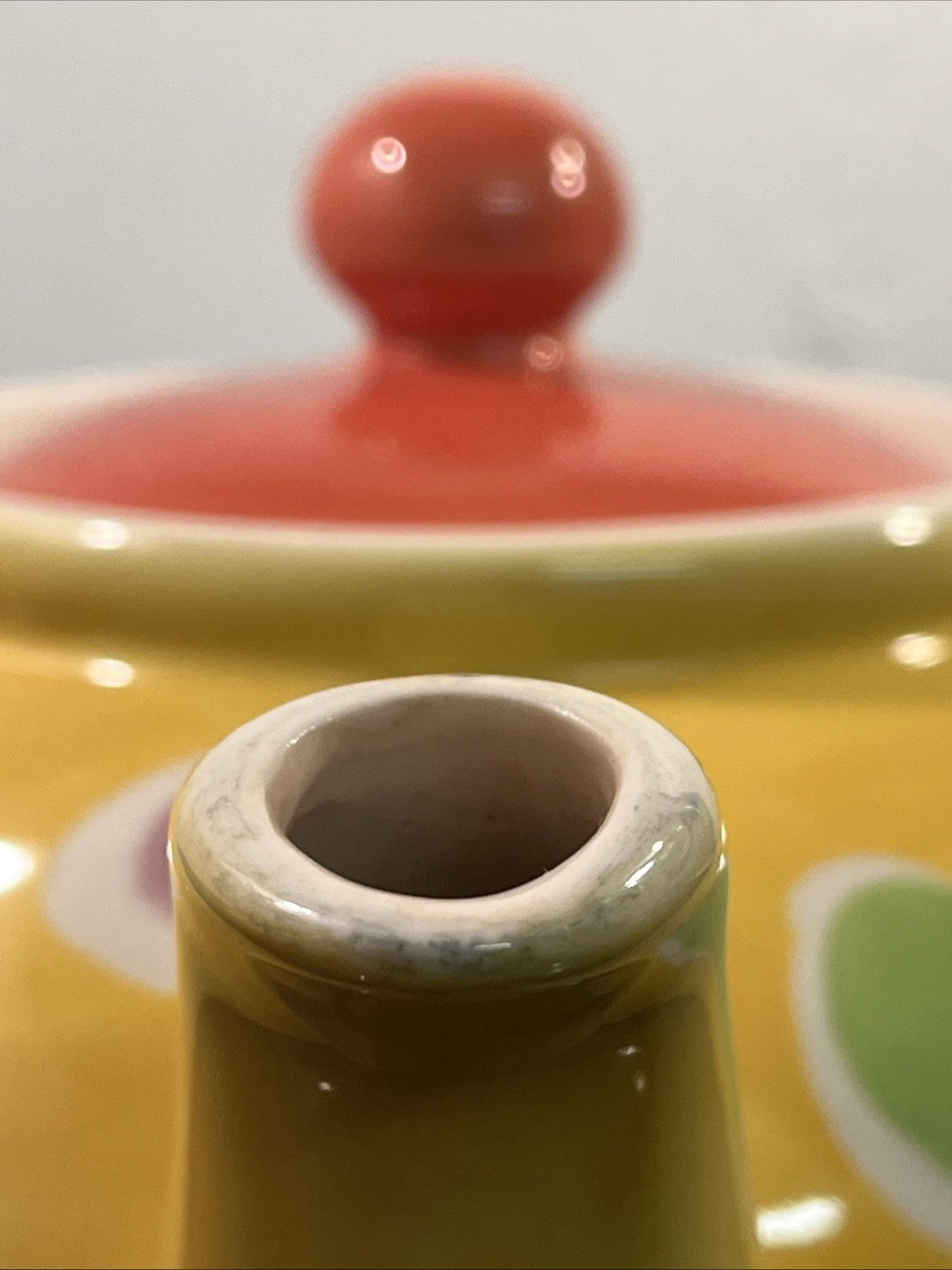 Whittard Large Yellow Polka Dot Teapot Hand Painted Ceramic Kitchen Tea Pot