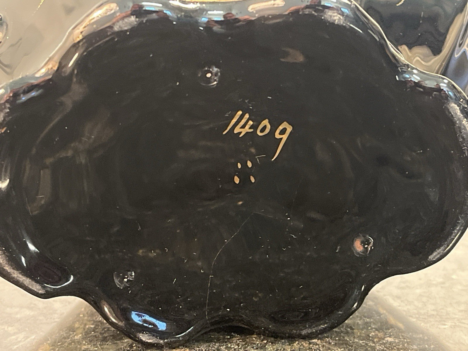Antique Victorian Jackfield Style Teapot Black Glaze Hand Painted Floral 27cm