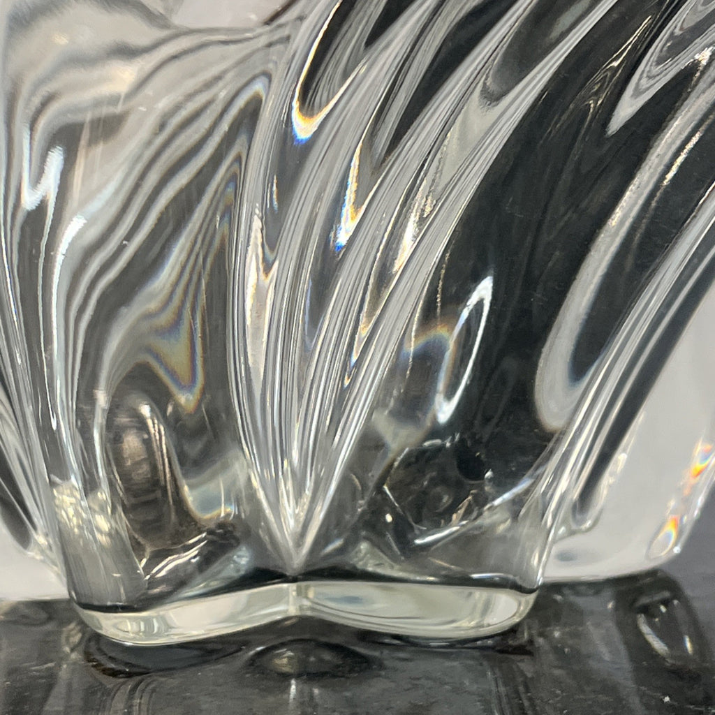 Sculptural Art Glass Bowl Clear Ribbed Centrepiece Mikasa Style